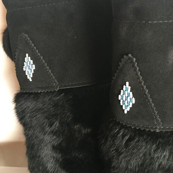 Black Suede and Fur Moccasins - Like New - Picture 4 of 10